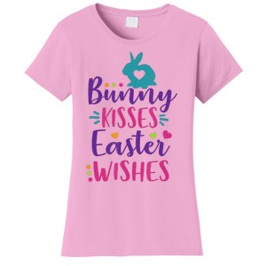 Cute Sunday School or Egg Hunt Bunny Kisses Easter Wishes Women's T-Shirt