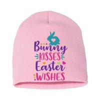 Cute Sunday School or Egg Hunt Bunny Kisses Easter Wishes Short Acrylic Beanie