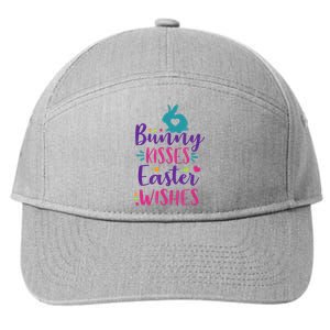 Cute Sunday School or Egg Hunt Bunny Kisses Easter Wishes 7-Panel Snapback Hat