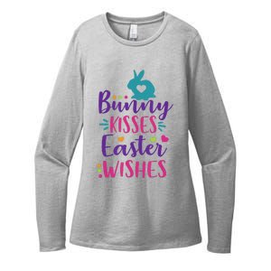 Cute Sunday School or Egg Hunt Bunny Kisses Easter Wishes Womens CVC Long Sleeve Shirt