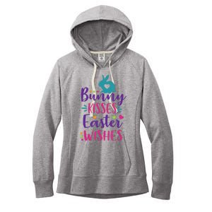 Cute Sunday School or Egg Hunt Bunny Kisses Easter Wishes Women's Fleece Hoodie