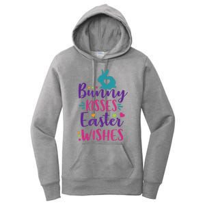 Cute Sunday School or Egg Hunt Bunny Kisses Easter Wishes Women's Pullover Hoodie