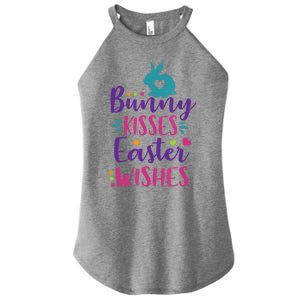 Cute Sunday School or Egg Hunt Bunny Kisses Easter Wishes Women's Perfect Tri Rocker Tank