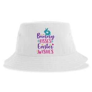 Cute Sunday School or Egg Hunt Bunny Kisses Easter Wishes Sustainable Bucket Hat