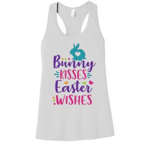 Cute Sunday School or Egg Hunt Bunny Kisses Easter Wishes Women's Racerback Tank