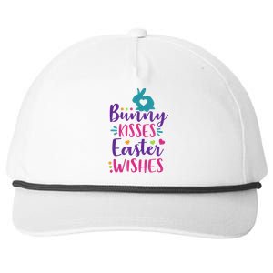 Cute Sunday School or Egg Hunt Bunny Kisses Easter Wishes Snapback Five-Panel Rope Hat