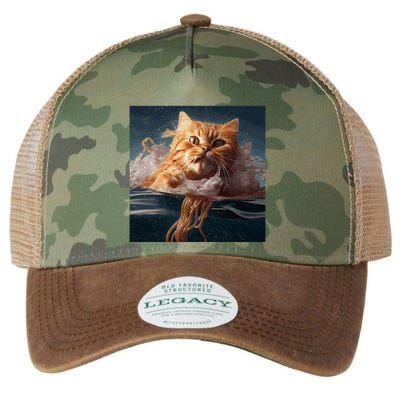 Cat Swimming Spaghetti Gift Legacy Tie Dye Trucker Hat