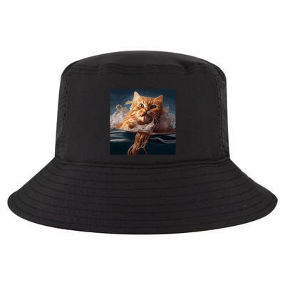 Cat Swimming Spaghetti Gift Cool Comfort Performance Bucket Hat