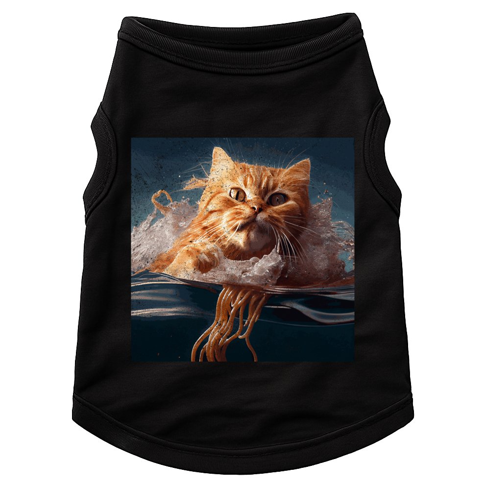 Cat Swimming Spaghetti Gift Doggie Tank