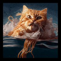 Cat Swimming Spaghetti Gift Cooling Performance Crew T-Shirt