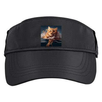 Cat Swimming Spaghetti Gift Adult Drive Performance Visor
