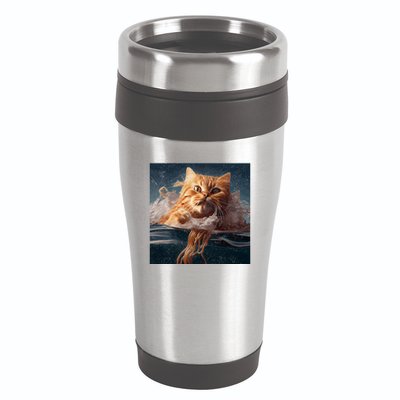Cat Swimming Spaghetti Gift 16oz Travel Tumbler