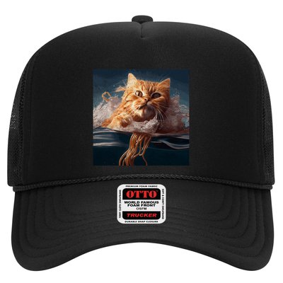 Cat Swimming Spaghetti Gift Trucker Hat