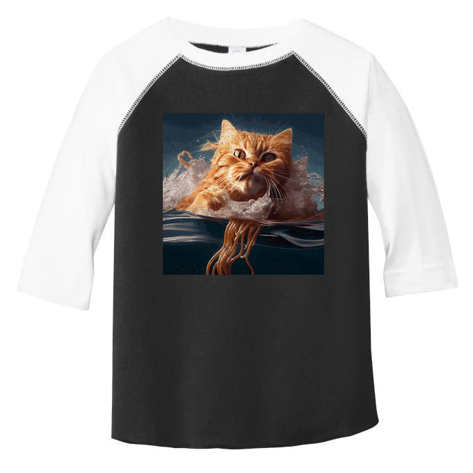 Cat Swimming Spaghetti Gift Toddler Fine Jersey T-Shirt