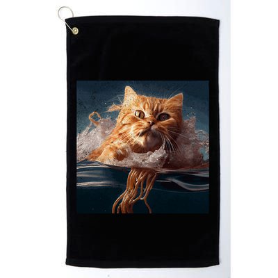 Cat Swimming Spaghetti Gift Golf Towel