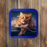 Cat Swimming Spaghetti Gift Coaster