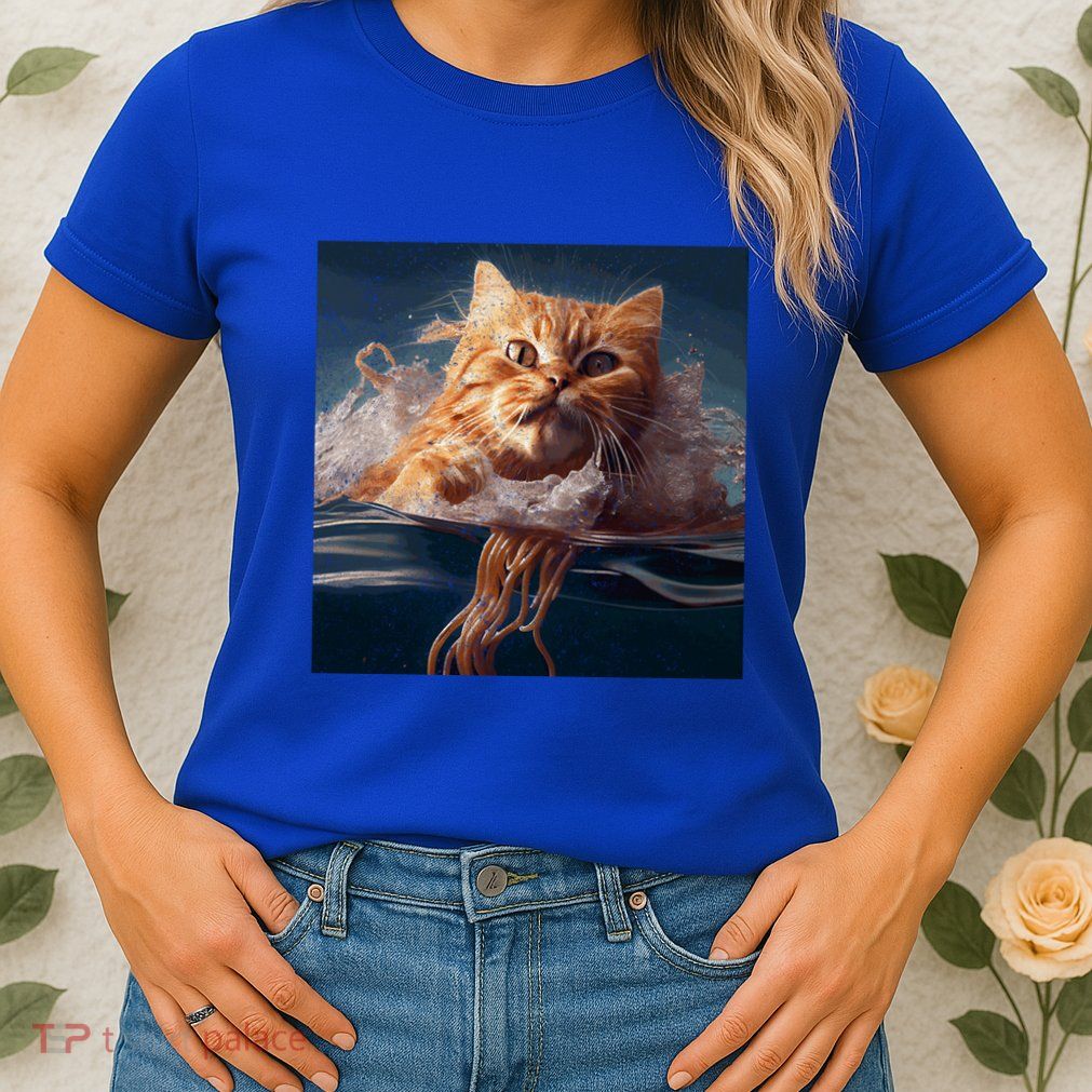 Cat Swimming Spaghetti Gift Womens T-Shirt
