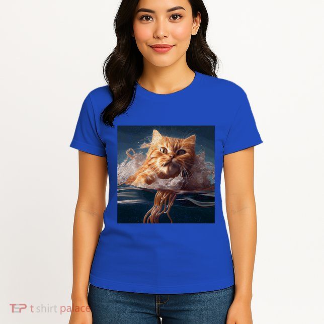 Cat Swimming Spaghetti Gift Womens T-Shirt
