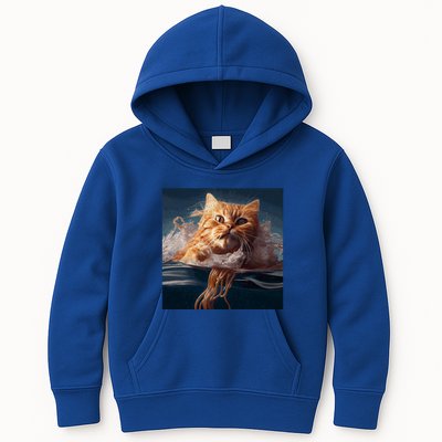 Cat Swimming Spaghetti Gift Kids Hoodie