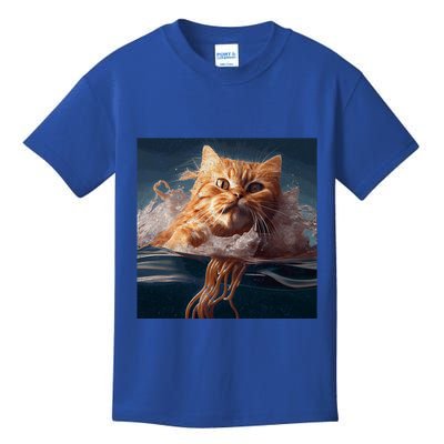 Cat Swimming Spaghetti Gift Kids T-Shirt