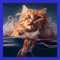 Cat Swimming Spaghetti Gift Zip Tote Bag