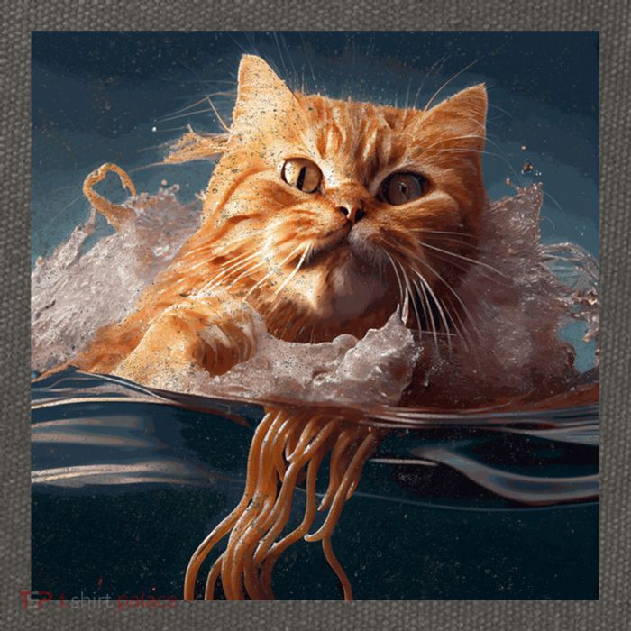 Cat Swimming Spaghetti Gift Cotton Canvas Backpack