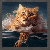 Cat Swimming Spaghetti Gift Vector Backpack
