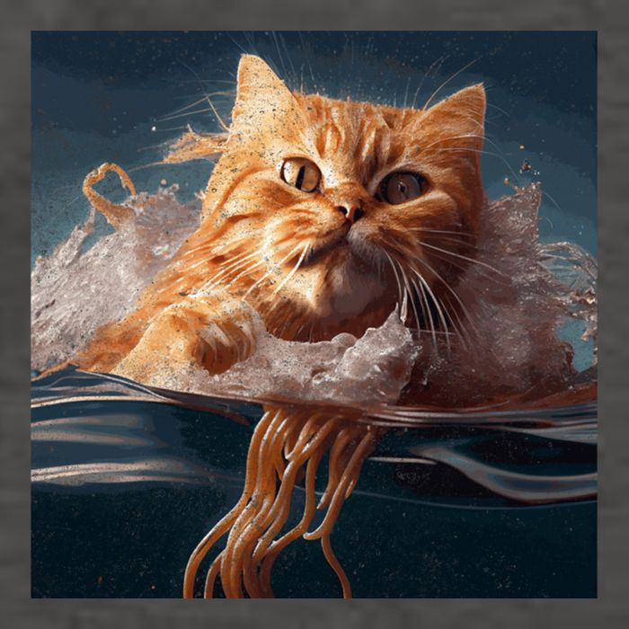 Cat Swimming Spaghetti Gift Vector Backpack