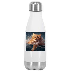 Cat Swimming Spaghetti Gift Stainless Steel Insulated Water Bottle