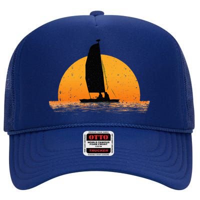 Cool Sailing Sail Boat Owner Sailboat Boating High Crown Mesh Back Trucker Hat