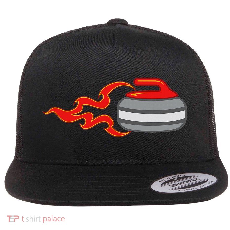 Curling Sweep Stone Funny Trendy, Ice Sports Flat Bill Trucker Hat