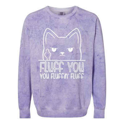 Cat Saying Sarcastic Fluff You Fluffin Fluff Cool Humorous Gift Colorblast Crewneck Sweatshirt