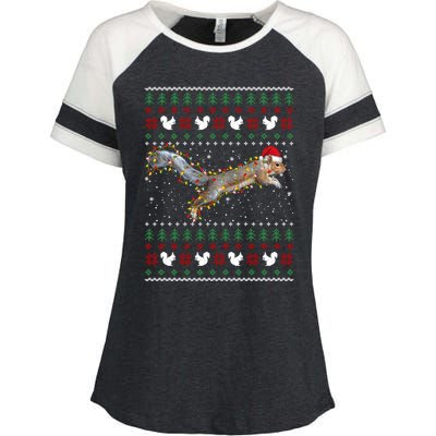 Cute Squirrel Santa's Hat Ugly Christmas Sweater Tee Xmas Gift Enza Ladies Jersey Colorblock Tee