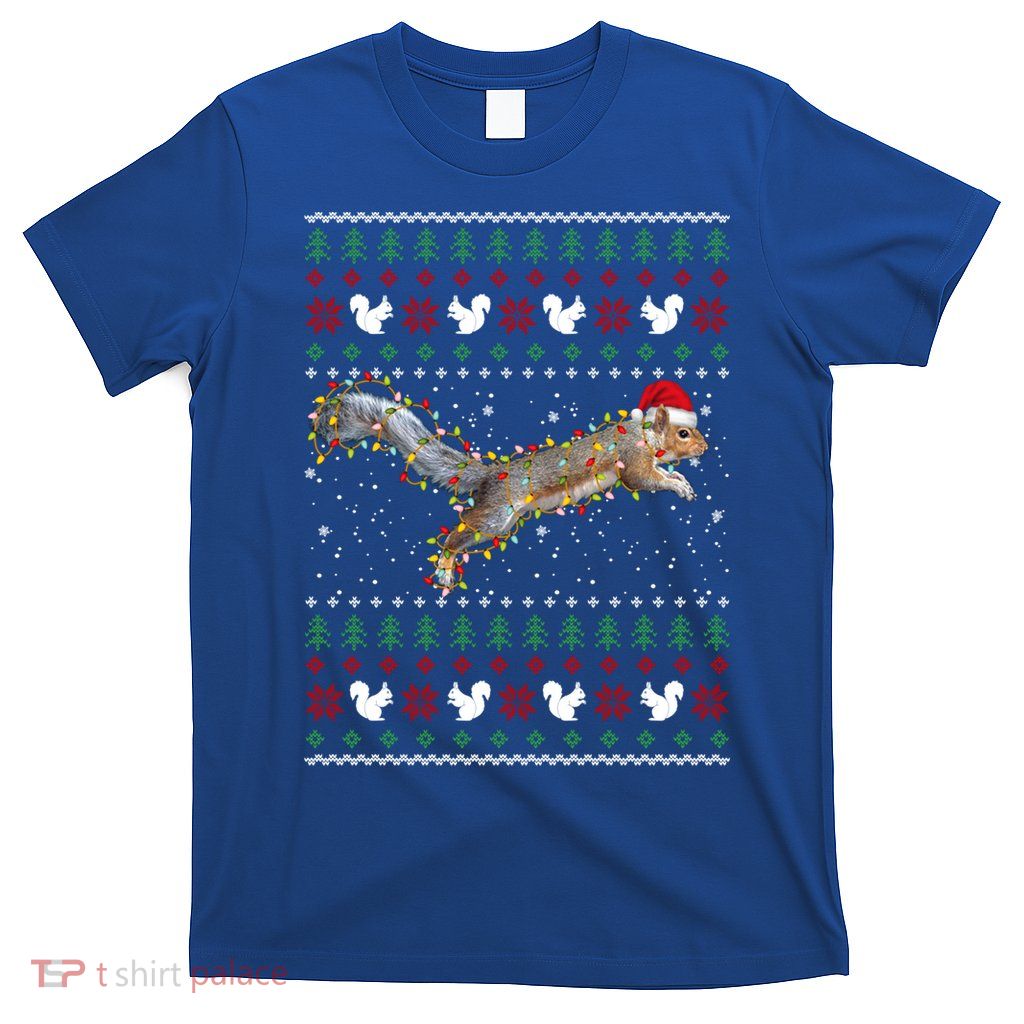 Cute Squirrel Santa's Hat Ugly Christmas Sweater Tee Xmas Gift T-Shirt