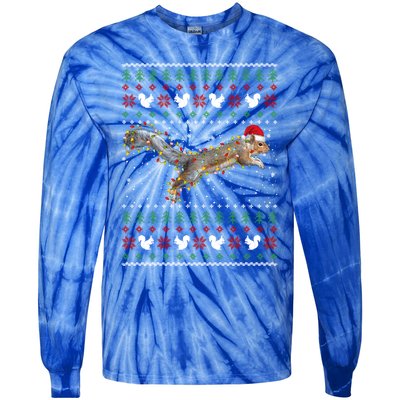 Cute Squirrel Santa's Hat Ugly Christmas Sweater Tee Xmas Gift Tie-Dye Long Sleeve Shirt