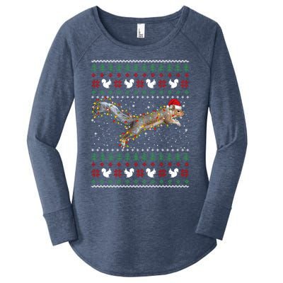 Cute Squirrel Santa's Hat Ugly Christmas Sweater Tee Xmas Gift Women's Perfect Tri Tunic Long Sleeve Shirt