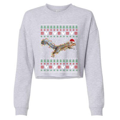 Cute Squirrel Santa's Hat Ugly Christmas Sweater Tee Xmas Gift Cropped Pullover Crew