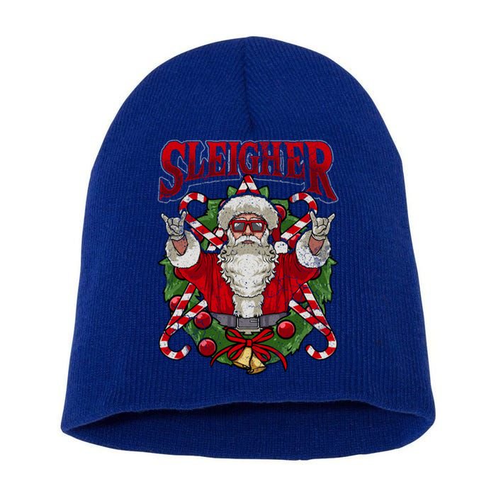 Christmas Sleigher Santa Rock Xmas Rocker Gift Short Acrylic Beanie