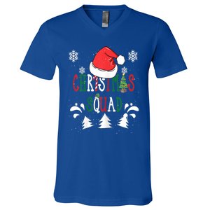 Christmas Squad Santa Hat Family Matching Pajama Xmas Gift V-Neck T-Shirt