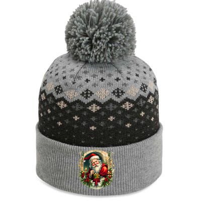 Christmas Spirit Santa Illustration The Baniff Cuffed Pom Beanie