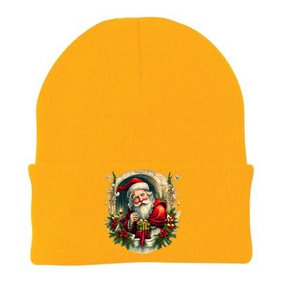 Christmas Spirit Santa Illustration Knit Cap Winter Beanie