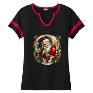 Christmas Spirit Santa Illustration Ladies Halftime Notch Neck Tee