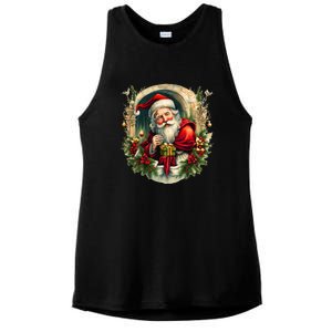 Christmas Spirit Santa Illustration Ladies PosiCharge Tri-Blend Wicking Tank