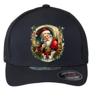 Christmas Spirit Santa Illustration Flexfit Unipanel Trucker Cap