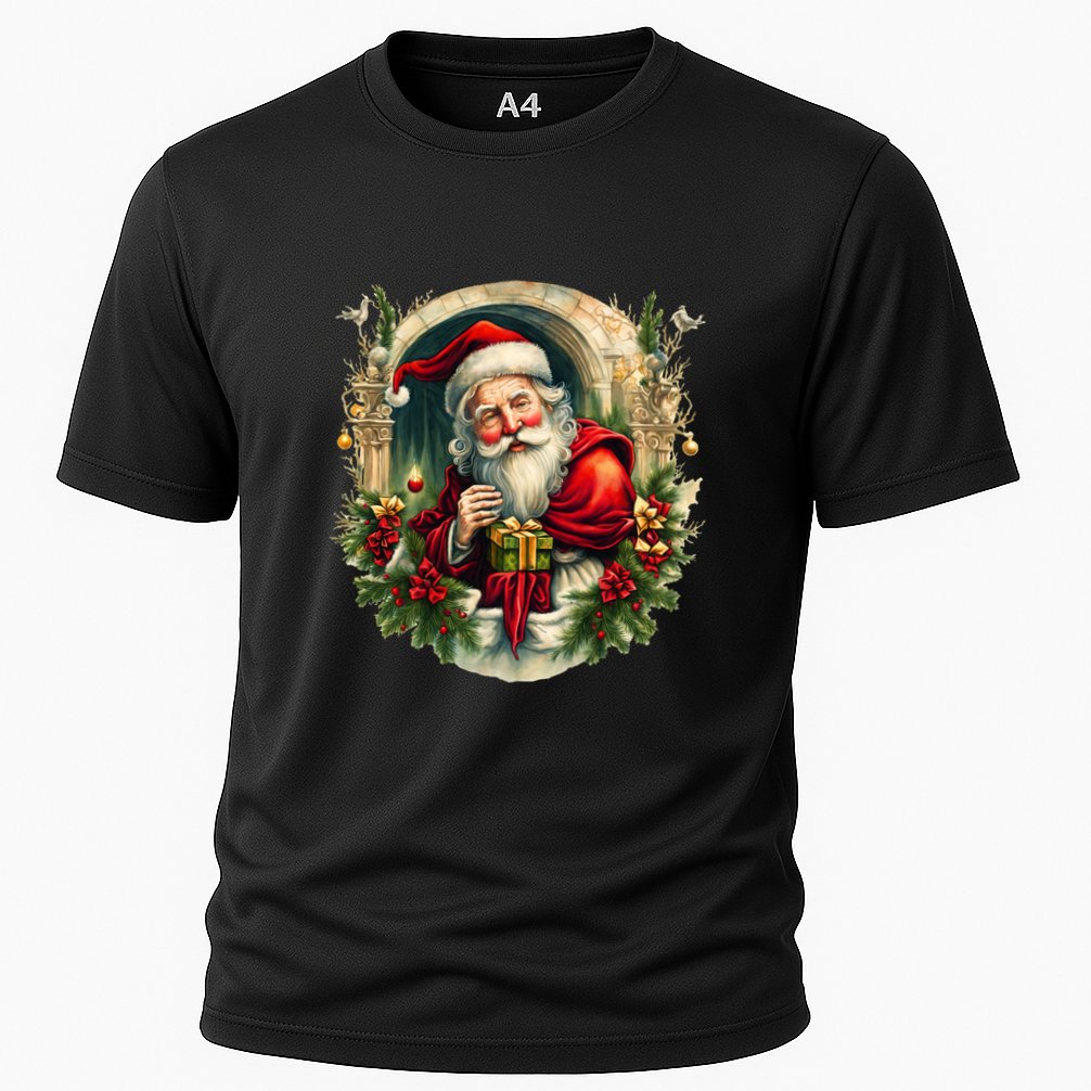 Christmas Spirit Santa Illustration Cooling Performance Crew T-Shirt
