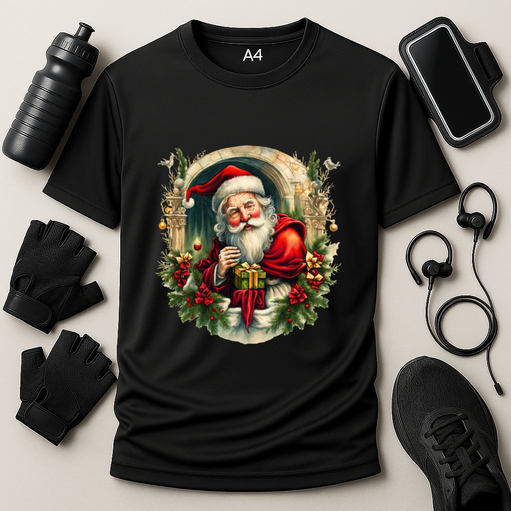 Christmas Spirit Santa Illustration Cooling Performance Crew T-Shirt