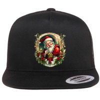 Christmas Spirit Santa Illustration Flatbill Hat