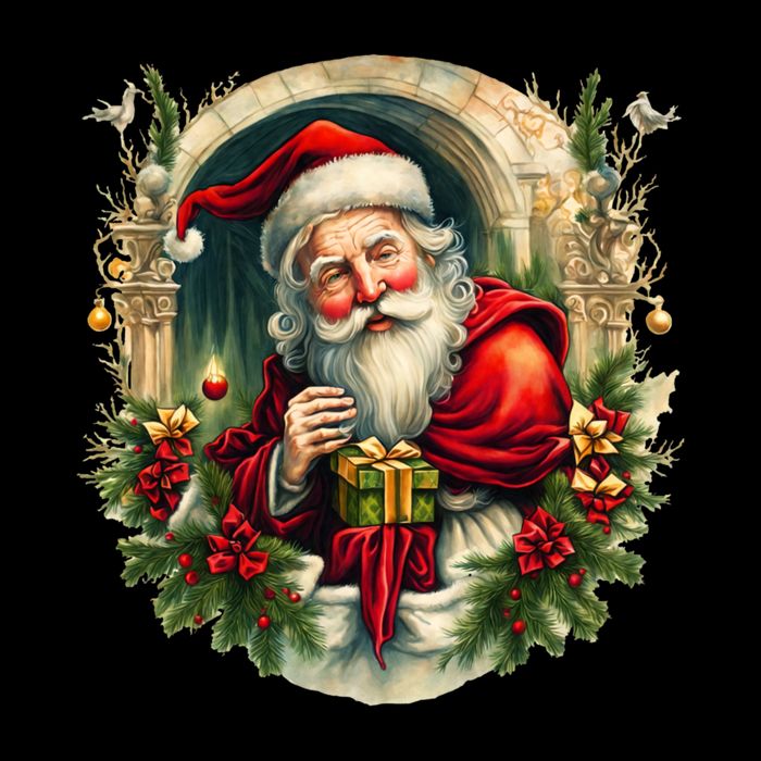 Christmas Spirit Santa Illustration Flatbill Hat