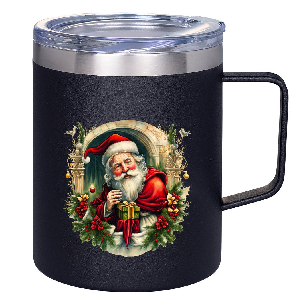 Christmas Spirit Santa Illustration 12oz Stainless Steel Coffee Mug