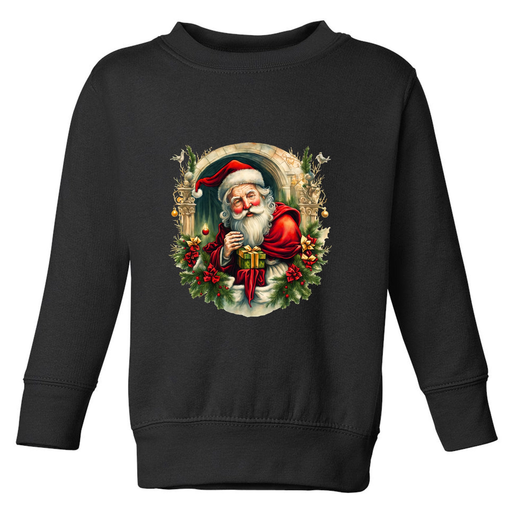 Christmas Spirit Santa Illustration Toddler Sweatshirt